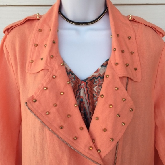 Jealous Tomato Oversized Studded Peach Jacket Medium - Picture 2 of 7